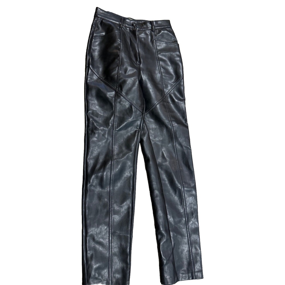 Aritzia Wilfred Faux Leather Pants Womens Black Vegan Disco High Waist Biker S 0